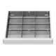 Compartimentage de tiroir STIER, séparations en métal, BLH 200-300 mm, dimensions intérieures 500x450 mm, 12 casiers, 6 x TW 175-1