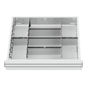 Compartimentage de tiroir STIER, séparations en métal, BLH 200-300 mm, dimensions intérieures 500x450 mm, 8 casiers
