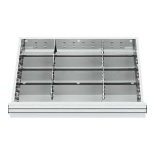 Compartimentage de tiroir STIER, séparations en métal, BLH 200-300 mm, dimensions intérieures 600x450 mm, 12 casiers, 6 x TW 175