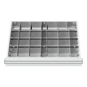 Compartimentage de tiroir STIER, séparations en métal, BLH 200-300 mm, dimensions intérieures 600x450 mm, 24 casiers