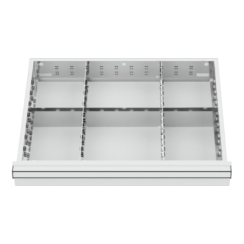 Compartimentage de tiroir STIER, séparations en métal, BLH 200-300 mm, dimensions intérieures 600x450 mm, 6 casiers