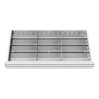 Compartimentage de tiroir STIER, séparations en métal, BLH 200-300 mm, dimensions intérieures 800x450 mm, 12 casiers, 6 x TW 275