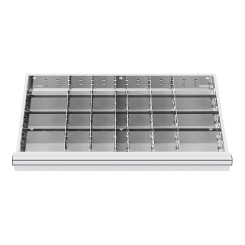 Compartimentage de tiroir STIER, séparations en métal, BLH 200-300 mm, dimensions intérieures 800x450 mm, 28 casiers