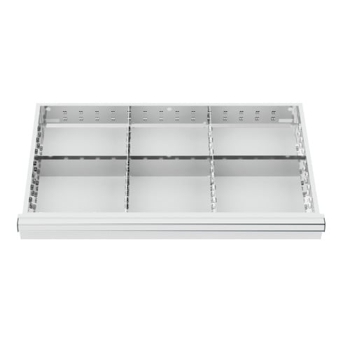Compartimentage de tiroir STIER, séparations en métal, BLH 200-300 mm, dimensions intérieures 800x450 mm, 6 casiers