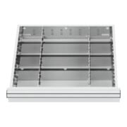 Compartimentage de tiroir STIER, séparations en métal, BLH 75 mm, dimensions intérieures 500x450 mm, 12 casiers, 6 x TW 125