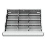 Compartimentage de tiroir STIER, séparations en métal, BLH 75 mm, dimensions intérieures 500x450 mm, 12 casiers, 6 x TW 175
