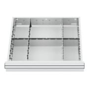 Compartimentage de tiroir STIER, séparations en métal, BLH 75 mm, dimensions intérieures 500x450 mm, 6 casiers