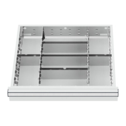 Compartimentage de tiroir STIER, séparations en métal, BLH 75 mm, dimensions intérieures 500x450 mm, 8 casiers