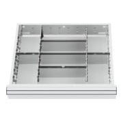 Compartimentage de tiroir STIER, séparations en métal, BLH 75 mm, dimensions intérieures 500x450 mm, 8 casiers
