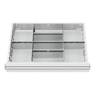 Compartimentage de tiroir STIER, séparations en métal, BLH 75 mm, dimensions intérieures 600x450 mm, 8 casiers