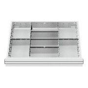 Compartimentage de tiroir STIER, séparations en métal, BLH 75 mm, dimensions intérieures 600x450 mm, 8 casiers