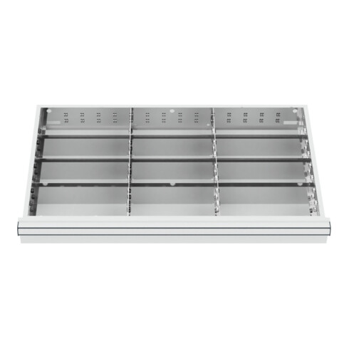 Compartimentage de tiroir STIER, séparations en métal, BLH 75 mm, dimensions intérieures 800x450 mm, 12 casiers, 6 x TW 275