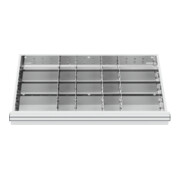 Compartimentage de tiroir STIER, séparations en métal, BLH 75 mm, dimensions intérieures 800x450 mm, 20 casiers