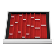 Compartimentage de tiroirs STIER, plaques de cuvettes, BLH 28 mm, dimensions intérieures 500x450 mm, 3 plaques de 2 cuvettes-1