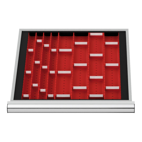 Compartimentage de tiroirs STIER, plaques de cuvettes, BLH 50 mm, dimensions intérieures 500x450 mm, 3 plaques de 4 cuvettes