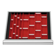 Compartimentage de tiroirs STIER, plaques de cuvettes, BLH 50 mm, dimensions intérieures 500x450 mm, 3 plaques de 4 cuvettes