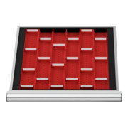 Compartimentage de tiroirs STIER, plaques de cuvettes, BLH 50 mm, dimensions intérieures 500x450 mm, 9 plaques de 2 cuvettes