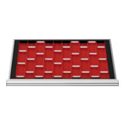 Compartimentage de tiroirs STIER, plaques de cuvettes, BLH 50 mm, dimensions intérieures 800x450 mm, 15 plaques de 2 cuvettes