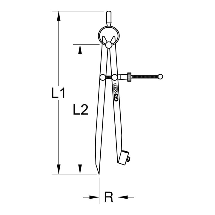 Compas porte crayon à ressort KS Tools