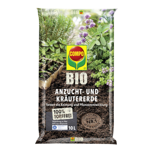 COMPO BIO Terreau de semis et herbes sans tourbe 10 L