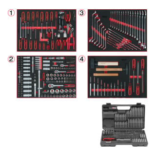 Composition de 515 outils de qualité KS Tools pour 4 tiroirs de servante
