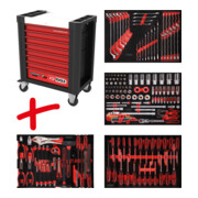 Composition pour servante d’atelier Performanceplus P10 avec 180 outils pour 4 tiroirs KS Tools