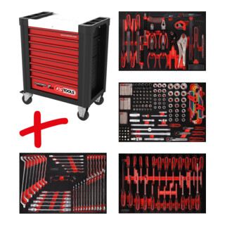 Composition pour servante d’atelier Performanceplus P10 avec 241 outils pour 4 tiroirs KS Tools