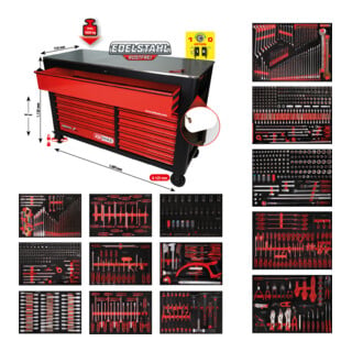 Composition pour servante d’atelier Performanceplus P45 avec 950 outils pour 13 tiroirs KS Tools