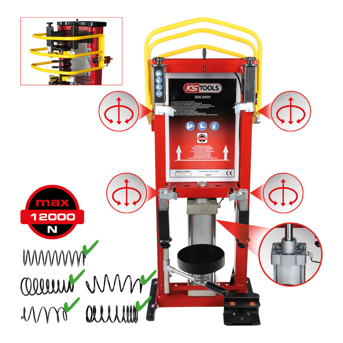 Compresseur d'air comprimé KS Tools pour ressort de support, max. 10 bar