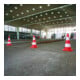 Cône de signalisation PVC rouge-orange fluorescent 750 mm avec 2 anneaux blancs