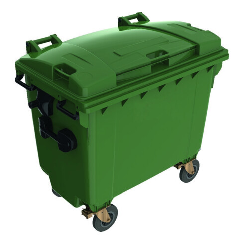 Conteneur à déchets 660 l plastique couvercle plat jaune