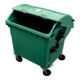 Conteneur à déchets en plastique 1,1 m³ couvercle rond vert-1