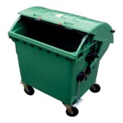 Conteneur à déchets en plastique 1,1 m³ couvercle rond vert