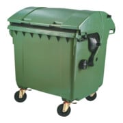 Conteneur à déchets en plastique 1,1 m³ couvercle rond vert-3