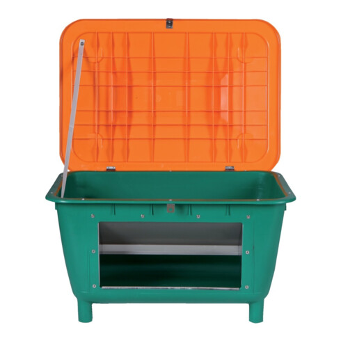 Conteneur à sel de déneigement 220 L rectangulaire avec glissière de prélèvement