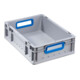 Conteneur de transport gerbable L400xl300xH120mm gris PP poignée ouverte bleu pa-1