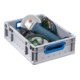 Conteneur de transport gerbable L400xl300xH120mm gris PP poignée ouverte bleu pa-3