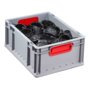 Conteneur de transport gerbable L400xl300xH170mm gris PP poignée fermée rouge pa-3