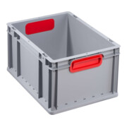 Conteneur de transport gerbable L400xl300xH220mm gris PP poignée fermée rouge pa