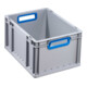 Conteneur de transport gerbable L400xl300xH220mm gris PP poignée ouverte bleu pa-1