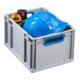 Conteneur de transport gerbable L400xl300xH220mm gris PP poignée ouverte bleu pa-3