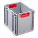 Conteneur de transport gerbable L400xl300xH320mm gris PP poignée fermée rouge pa-1