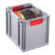 Conteneur de transport gerbable L400xl300xH320mm gris PP poignée fermée rouge pa