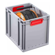 Conteneur de transport gerbable L400xl300xH320mm gris PP poignée fermée rouge pa-3