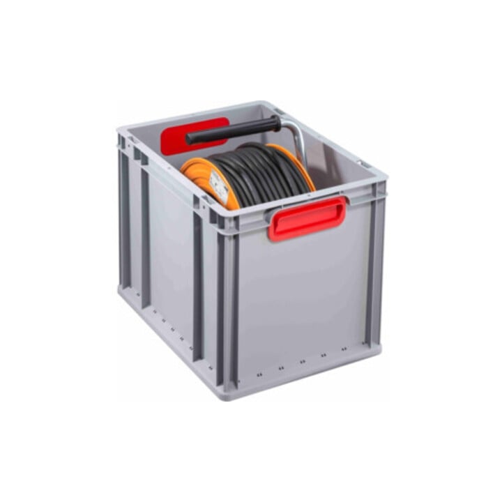 Conteneur de transport gerbable L400xl300xH320mm gris PP poignée fermée rouge pa