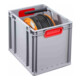Conteneur de transport gerbable L400xl300xH320mm gris PP poignée fermée rouge pa-4