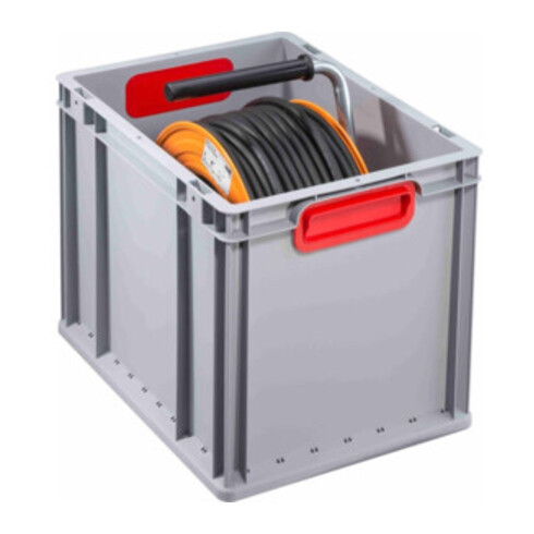 Conteneur de transport gerbable L400xl300xH320mm gris PP poignée fermée rouge pa
