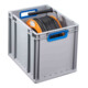 Conteneur de transport gerbable L400xl300xH320mm gris PP poignée ouverte bleu pa-4