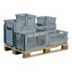 Conteneur de transport gerbable L600xl400xH120mm gris PP poignée coquille parois-1