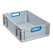 Conteneur de transport gerbable L600xl400xH170mm gris PP poignée ouverte bleu pa